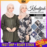 KM Muslimah Casual Fully Printed Front Zip Ready Stock Malaysia Plus Size Blouse Women Baju Wanita [B23792]