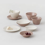 韓國LENANSE HYGGE 韓國製陶瓷雙人碗盤10件組-/ 奶油白+玫瑰粉