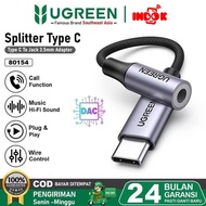 UGREEN Converter Splitter DAC Type C to Aux 3.5 Female Jack Audio Adapter Charging Audio Call 80154