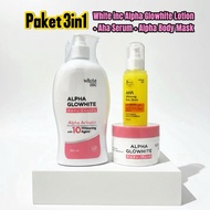 White inc 3in1 Brightening Care Alpha Glowhite Body Lotion + Aha Body serum + Alpha Glowhite Body Ma