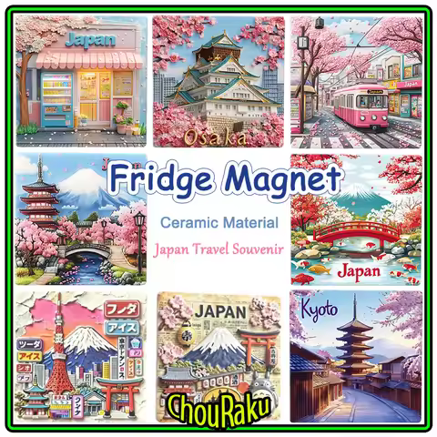 Japan Travel Souvenir Fridge Magnets 2D Ceramic JP Landmark Fridge sticker Mount Fuji Kyoto Sakura S