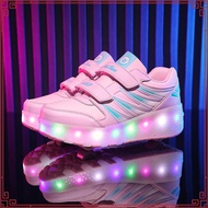 New【original】Ship Now  Kids heelys LED illuminated dual wheel high heels sneakers for children's rol