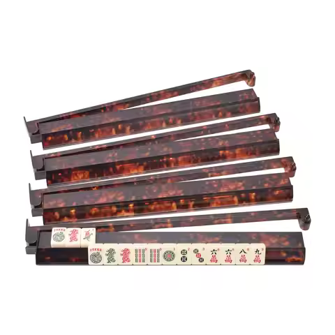 Mahjong Tile Rack 4-Piece Anti-Slip Organizer Tortoiseshell Mahjong Rack Set For Players Seniors Hob