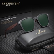 KINGSEVEN Vintage Kính Mát UV400 Gọng Gỗ Vuông Cổ Điển Kính Mắt Nam Nữ Thời Trang Lái Xe Kính