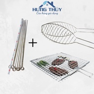 Combo of thick box tongs + fish tongs + 5 60 cm long meat skewers, convenient for grilling meat and 