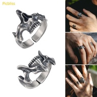 Picbliss Men s Dainty Goth Skull Rings Silver Black Retro Punk Fashion Rings Statement