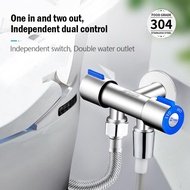 ✅10 years warranty✅ Stainless 304 Double Angle Valve 2 Way Angle Valve Multi-Function Standard Spout Angle Valve Two Out Double Water Double Control Angle Valve Faucet Switch Suitable for Connecting Bidet Toilet