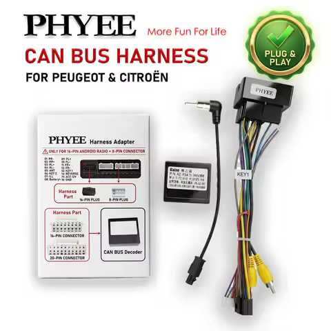 CAN Bus Harness for Peugeot 207 208 308 Citroen C3 C4, 40Pin Quadlock Adapter with Decoder, SWC Rete