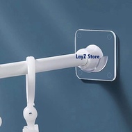 - 2pcs Tension Curtain Rod Holder Adhesive Curtain Rod Holder Transparent Tension Bracket 杆托