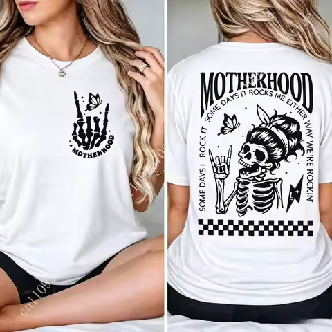 "Motherhood: Sometimes I Rock It, Sometimes It Rocks Me" Shirt – A Perfect Unisex Cotton Tee for Mom