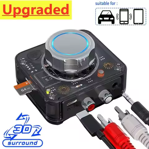Bluetooth 5.0 Receiver 3D Stereo Music Wireless Audio Adapter TF Card RCA 3.5mm 3.5 AUX Jack For Car