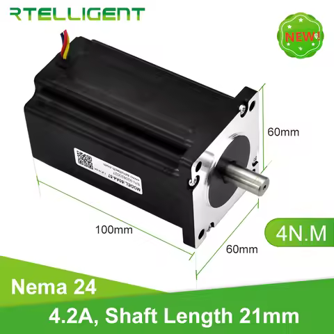 Rtelligent Nema 24 Stepper Motor Nema 23 Installation Size 4N.M 40kg.cm 60x102mm 4 Lead 4.2A Shaft L