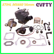 CVFTY ลูกสูบกระบอกสูบขนาดใหญ่54มม. & 56มม. เพลาข้อเหวี่ยงชุดกรองคอล์ยจุดระเบิด MS660ชุดสำหรับ Stihl