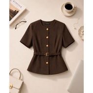 Brown journalist shirt with waist belt 12B55N96 - Toson