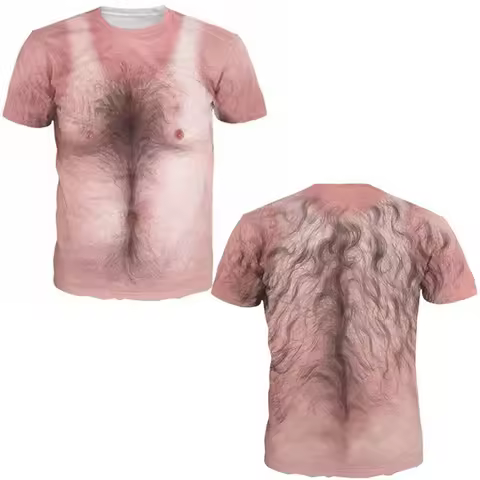 Funny Muscle T-shirt Tattoo 3D Print T-shirt For Men Funny Holiday Short Sleeve Digital Print Tshirt