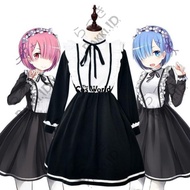 RE ZERO RAM REM MAID COSTUME APRON PER COSPLAY