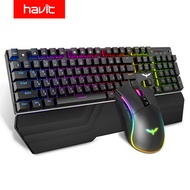 HAVIT Mechanical Keyboard Mouse Set 104 Keys Blue Switch Gaming Mouse RGB Light Wired USB For Russia