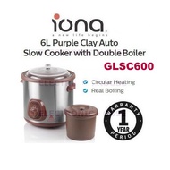 Iona GLSC600 Purple Clay Auto Slow Cooker with Double Boiler