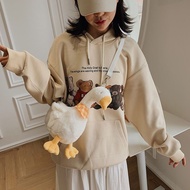AT/👜Internet Celebrity White Goose Messenger Bag New Cartoon Cute Duck Shoulder Bag Soft Cute Girl Plush Doll Shoulder B