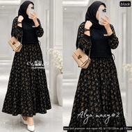 ALYA MAXY 2 DRESS KNIT MIX RAYON PREMIUM BLACK FLOWER MOTIF LONG SLEEVE LD 110-120CM SHIRT LENGTH 13