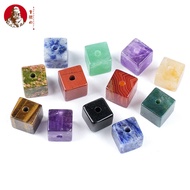 ((5pcs) 10mm Crystal Square 2mm Large Hole Beads Natural Crystal Cube Sugar diy Bracelet Necklace Sp
