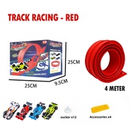4 Meter Long Racing Track Toy with Flexible Loop Track + 4 Alloy Cars