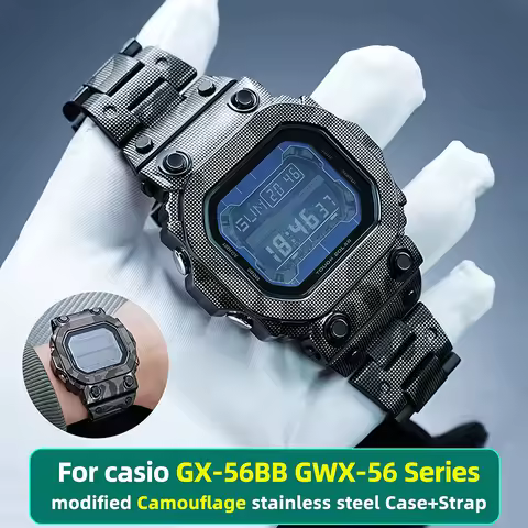 GX56 Mod kit Camouflage Stainless Steel Case & Strap For Casio G-shock GXW-56 GX-56BB Metal Bezel Ba