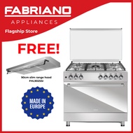 Fabriano Gas Range - F9H50E6-SS 90cm, 5 Gas Burners + Electric oven