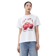 Ready Stock Ganni's Home 24 New Style Summer Niche Pure Cotton Cat Print Short-Sleeved T-Shirt Loose