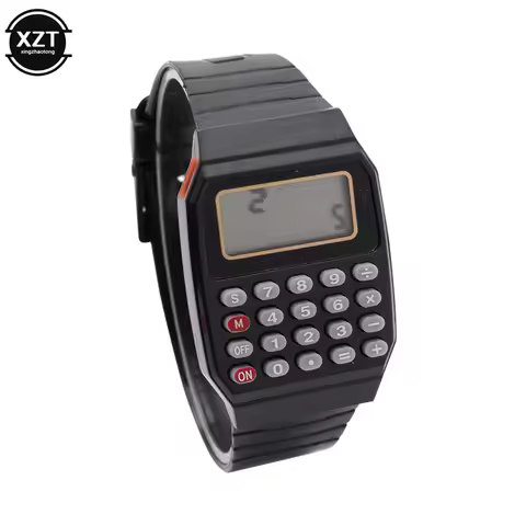 Children's Electronic Calculator Watch Micro Calculator Silicone Date Multi-function Watch Mini Calc