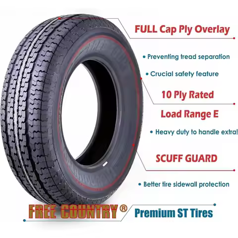 set of 4 Heavy Duty Trailer Tires ST205/75R15 205 75 15 10-Ply Load Range E Steel Belted Radial w/Sc