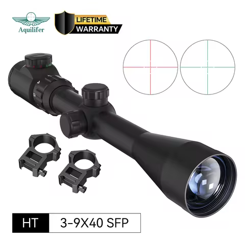 Aquilifer HT 3-9x40 SFP Hunting Rifle Scope 22LR Rimfire Airsoft Sniper AR Optics Red Green Illumina