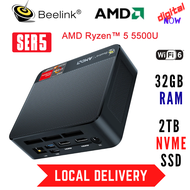 Beelink SER5 AMD Ryzen 5 5500U Mini PC Windows 11 Pro DDR4 32GB RAM 2TB NVME SSD WiFi 6 Gaming Computer Mini Laptop Mini Desktop 4K HD Bluetooth 5.2 HDMI