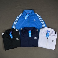 Jaket Pria Wanita Tracktop Adidas Firebird Putih Strep Hitam (=)
