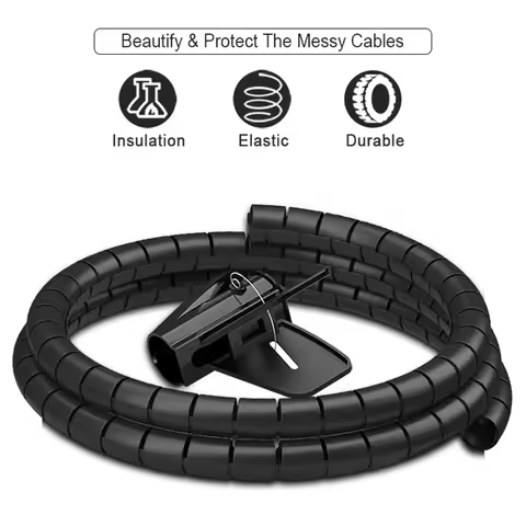 2m 3 Meters 5m Wire Wrap Cable Winder Spiral Cord Protector Cable Organizer Storage Pipe Management