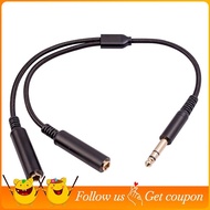 Audio Cable 6.35 mm Male to 2 6.35 mm Female Audio Adapter Cable 1/4 6.35mm Plug to Dual 6.35mm Y Sp