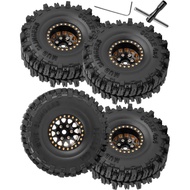 1.0 Beadlock RC Wheels for 1/18 1/24 Trx4m SCX24 RC Crawler,Full Brass 1.0'' RC Truck Tires RC Wheel