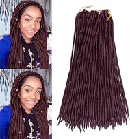 6Pcs/Lot Straight Faux Locs Crochet Hair 18 Inch Soft Pre Looped Dreadlock African Roots Braid Synth