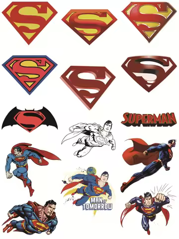 Cartoon Superman T-shirt Decal Decor Sticker on Clothes Iron on Patches Thermo-stickers for Children