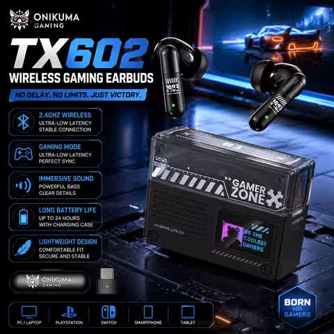 ONIKUMA TX602 Wireless Headphones Mic ENC Bluetooth Gaming Earphones for PS5/PS4, Steam Deck, PC/Mob