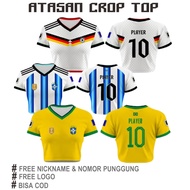 Women's V-neck Crop Top German/Argentina/Brazil/Spain/Football Series 2026 World Cup Premium