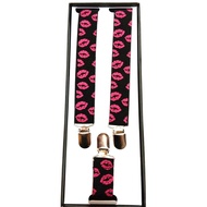 Fashion Overalls Red Mouth Pattern suspenders