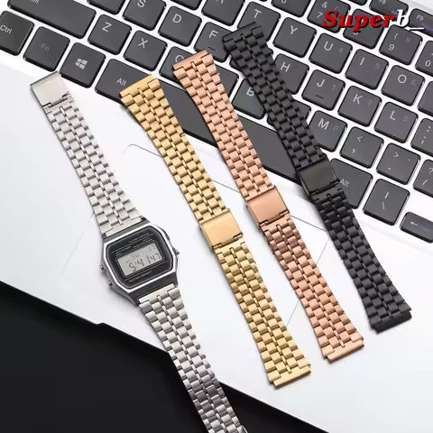 Watchband for CASIO Stainless Steel Strap 18mm Metal Ultra-thin Strap for F91W F84 F105 F108 AE1200/