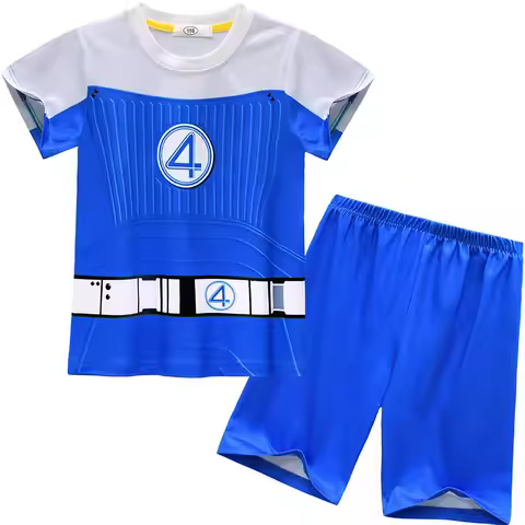 Boys Fantastic Four Cosplay Costume Children Party Tops Shorts Summer Superhero Costume T Shirt Pant