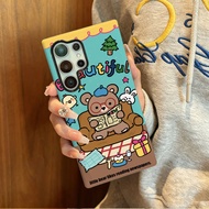 Reading Bear patterned protective case compatible with Samsung SU26 S23 Plus S23FE S24 S25 Plus A55 
