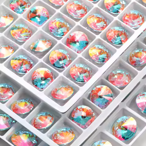 20mm Rivoli Glass Rhinestones Glue On Rhinestones Glitter Round Sewing Supplies Pointback Rhinestone