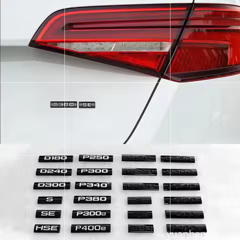 Glossy Black Car Emblem Metal Letter D180 D240 D300 P300 P380 P400e P250 S SE HSE Badge Logo Rear De