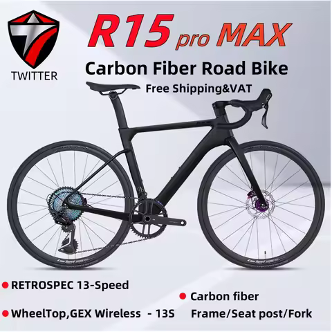 TWITTER R15pro Max Carbon Fiber Road Bike 13 Speed Hydraulic Disc Brake For Adult Competition Bicycl