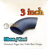 Elbow keni elbo Pipa 3 inch in Ornamen Pagar dan Tralis Besi Tempa