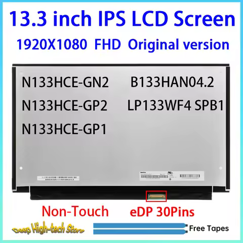 13.3 Inch IPS Laptop LCD Screen B133HAN04.2 N133HCE-GN2 GP1 GP2 LP133WF4 SPB1 Matrix Panel Replaceme